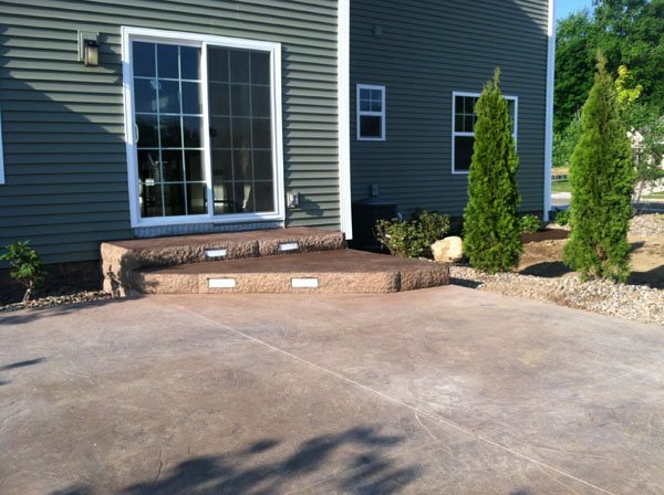Lighted Stamped Concrete Steps